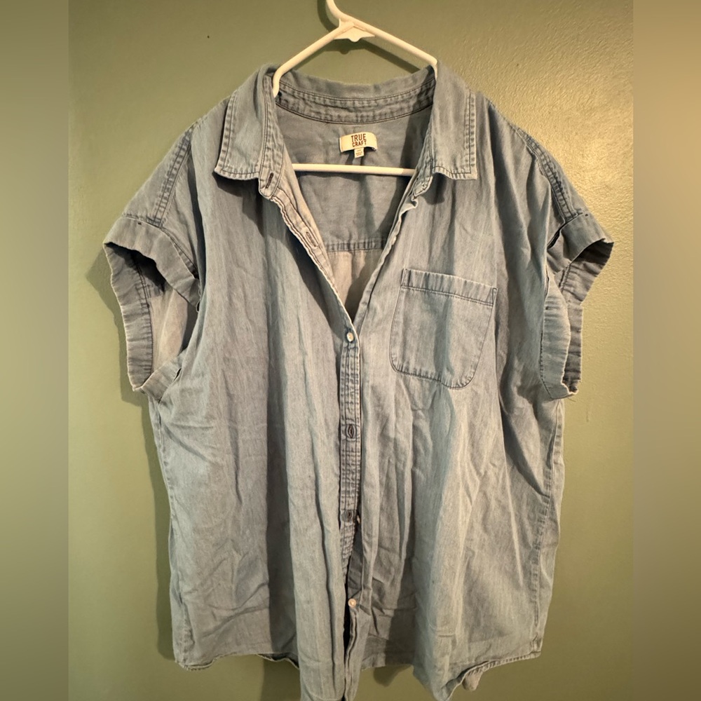 True Craft Light Blue Casual Button Down Shirt